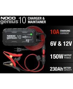 Akumulatoru lādētājs NOCO 6V/12V 10A GENIUS 10 EU AGM un Litija akumulatoriem