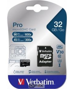 Verbatim microSDHC Pro      32GB Class 10 UHS-I incl Adapter