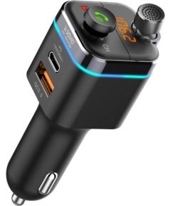 Savio TR-12 Bluetooth 5.0 FM Transmitter Ar Uzlādes Ligzdu USB Quick Charge 3.0 / Micro SD / Melns