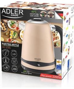 Adler Kettle AD 1295	 Electric, 2200 W, 1.7 L, Stainless steel, 360° rotational base, Golden