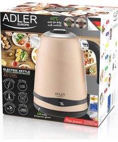 Adler Tējkanna AD 1295	 Electric, 2200 W, 1.7 L, Stainless steel, 360° rotational base, Golden