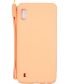 Evelatus Samsung Galaxy A10 Soft Touch Silicone Case with Strap Pink
