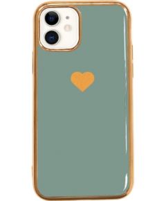 Fusion Heart Case Silikona Aizsargapvalks Priekš Apple iPhone 11 Pro Zaļš