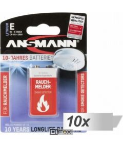 10x1 Ansmann Lithium 9V-Block specifically for Smoke Detector