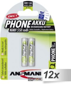 12x2 Ansmann maxE NiMH bat. Micro AAA 550 mAh DECT PHONE