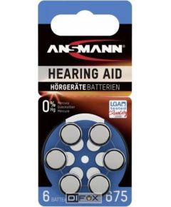 1x6 Ansmann Zinc-Air 675 (PR44) Hearing Aid Batteries