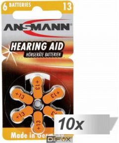 10x6 Ansmann Zinc-Air 13 (PR48) Hearing Aid Batteries