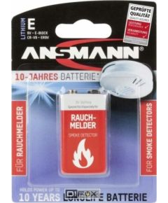 1 Ansmann Lithium 9V-Block for Smoke Detector