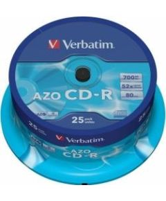 Matricas CD-R AZO Verbatim 700MB 1x-52x Crystal, 25 Pack Spindle