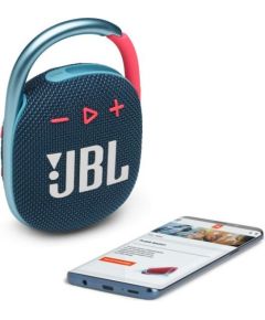 JBL ūdensizturīga portatīvā skanda ar karabīni, zila/rozā - JBLCLIP4BLUP