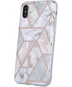 Fusion Geometric Marble silikona aizsargapvalks Apple iPhone 12 Mini rozā