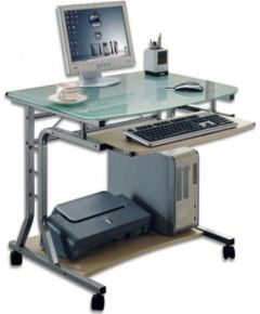 TECHLY Compact Desk for PC Metal Glass