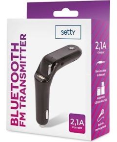 Setty TFM-02 FM Transmitter Bluetooth 5.0 / microSD / USB / AUX / 2.1A  / Melns