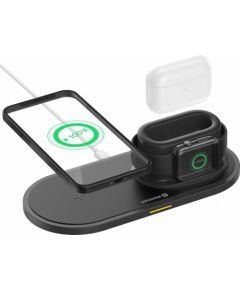 Swissten 3в1 15W Беспроводное зарядное устройство для iPhone / Apple Watch / Air s Pro / черный