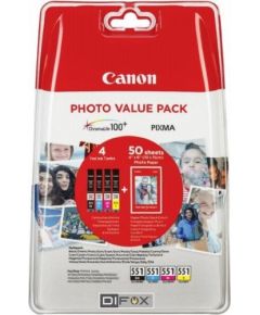 Canon CLI-551 Photo Value Pack C/M/Y/BK PP-201 10x15 cm 50 Sh.
