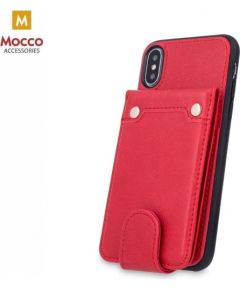 Mocco Smart Wallet Case Eko Ādas Apvalks Telefonam - Vizitkāršu Maks Priekš Apple iPhone XS Max Sarkans