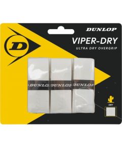 Tennis racket overgrip Dunlop VIPERDRY white 3pcs- blister