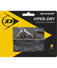 Tennis racket overgrip Dunlop VIPERDRY black 3pcs- blister