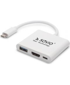 Savio Multimedia Adapter Type-C to HDMI (4K @ 30Hz, 1080P @ 60Hz) + USB 3.0 белый