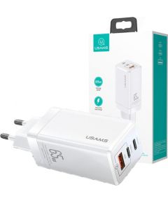 USAMS CC110TC02 сетевое зарядное устройство USB / 2 x USB-C / 65W / 5A / Quick Charge 3.0 белое Зарядные устройства