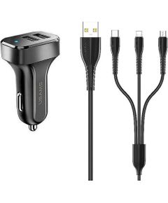 Usams U32 автомобильная зарядка USB 12 / 24V / 2.1A черная + кабель 3 в 1