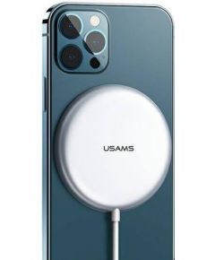 Usams CD160 W2 MagSafe bezvadu lādētājs Apple tālruņiem 15W / 3A sudraba