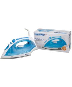 Iron Mesko MS 5023 Blue/White, 2200 W, With cord, Anti-scale system, Vertical steam function