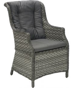 Krēsls ar roku balstiem GENEVA ar spilvenu, 76x61xH98cm, rāmis: alumīnijs ar plastikāta pinumu, krāsa: pelēks