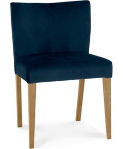 Ēdamistabas krēsls TURIN 57x51xH80cm, mīksta polsterēta sēdvieta un atzveltne pārklāta ar tumši zilas krāsas samta audum