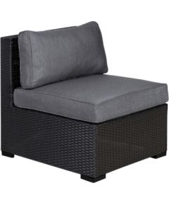 Moduļu dīvāns SEVILLA ar spilveniem, vidus daļa, 67x76,5xH74,5 cm, alumīnija rāmis ar plastikāta pinumu, krāsa: melna