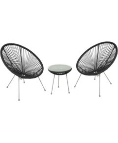 Balcony set COMO table and 2 chairs, black