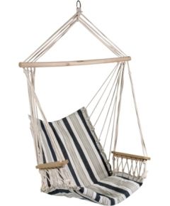 Šūpuļkrēsls HIP, materiāls: kokvilna, krāsa: balts - zils strīpains Dārza šūpuļkrēsli