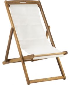 Sauļošanās krēsls FINLAY 62,5x108xH105cm, guļvieta: balts tekstilēns, koks: akācija, apstrāde: eļļots