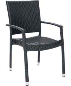 Krēsls WICKER-3 ar roku balstiem, 66x59xH92,5 cm rāmis: alumīnija ar plastmasas pinumu, krāsa: melna