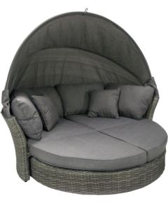 Раскладной диван MUSE-2 с навесом и с подушкой, рама: алюминий с плетением из пластика, цвет: серый