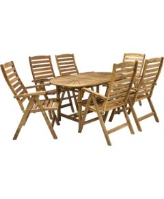 Dārza mēbeļu komplekts FINLAY galds un 6 krēsli (13184), pagarināms, koks: akācija, apdare: piesūcināts ar eļļu