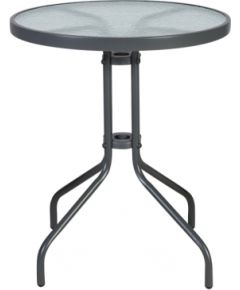 Galds BISTRO D60xH70cm, galda virsma: caurspīdīgs, rūdīts, viļņots stikls, metāla rāmis, krāsa: pelēks