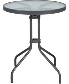 Galds BISTRO D60xH70cm, galda virsma: caurspīdīgs, rūdīts, viļņots stikls, metāla rāmis, krāsa: pelēks