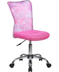 Mācību krēsls BLOSSOM 40x53xH90-102cm, sēdvieta un atzveltne: audums/tīklveida audums. Krāsa: rozā, ar puķainu rakstu