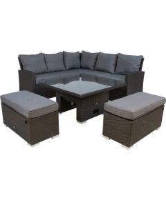 Garden furniture set MADRID corner sofa, table and 2 ottomans