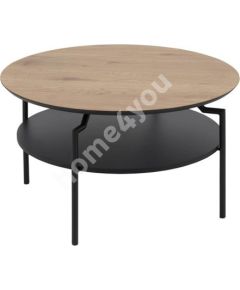 Придиванный столик GOLDINGTON D80xH45cм, cтолешница: мебельная доска дубовым шпоном, полка: МДФ, цвет: чёрный, ножки: чё