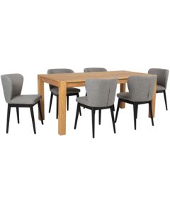 Dining set CHICAGO NEW with 6-chairs (18103) solid wood / MDF with natural oak veneer, oiled