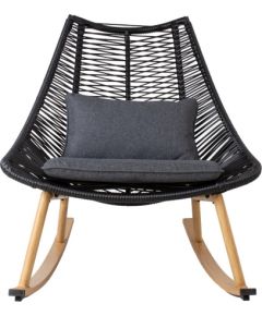 Šūpuļkrēsls HELSINKI 84x102xH97cm, alumīnija rāmis ar austu melnu virvi