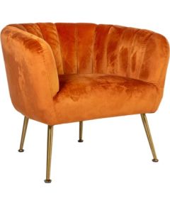 Кресло TUCKER 78x71xH69см, материал покрытия: бархат, цвет: охрой, ножки: нержавеющая сталь золотого цвета