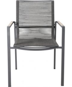 Dārza krēsls MONTANA 62x75xH105cm, ar pulverkrāsotu nerūsējošā tērauda rāmi, pelēkas krāsas auklas pinums
