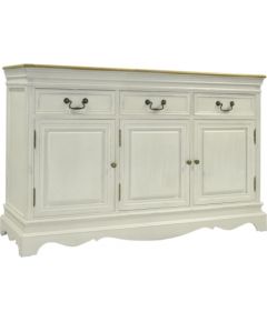 Комод SAMIRA с 3 дверьми и 3 ящиками, 131,5x43xH87см, цвет: антично-белый - коричневый