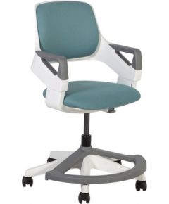 Bērnu mācību krēsls ROOKEE 64x64xH76-93cm, sēdvieta un atzveltne: audums, krāsa: zilgani zaļš, balts plastmasas rāmis