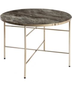 Придиванный столик ASTORIA D60xH45см, столешница: мраморное стекло, стальные ножки и рама, цвет: шампанского