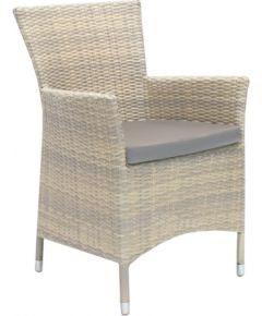 Krēsls WICKER-1 ar spilvenu, 61x58xH86cm, tērauda rāmis ar plastikāta pinumu, krāsa: bēšs