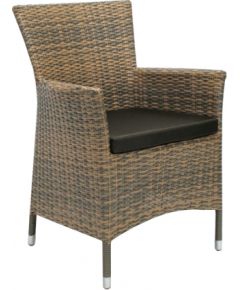 Стул WICKER-1 с подушкой, 61x58xH86cм, стальная рама с плетением из пластика, цвет: капучино